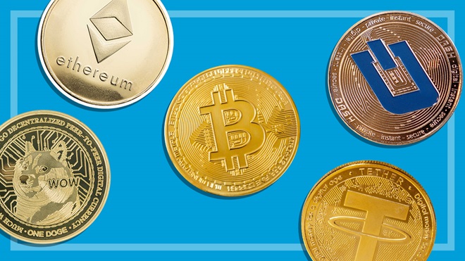 several different cryptocurrency coins